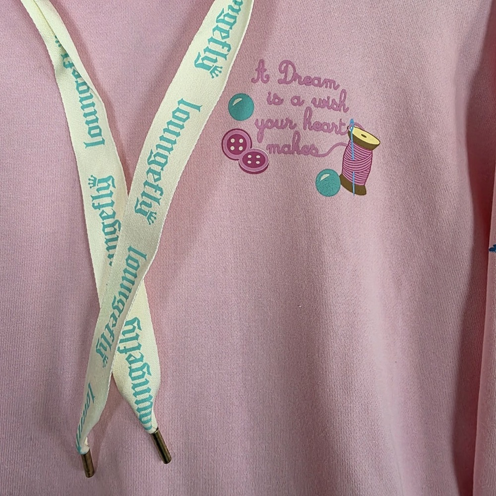 Disney Loungefly Cinderella Sweatshirt pink XL Gus RARE Pullover Hoodie park - Picture 2 of 12